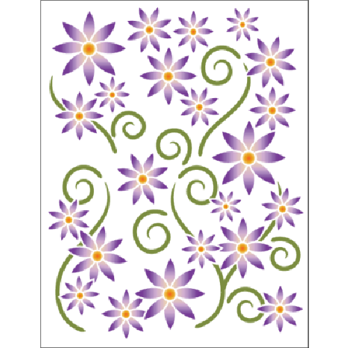 Tattoo Elementz Decal Decal Asters Violet (Printed On Clear) - West Valley Quilting - Urban Elementz