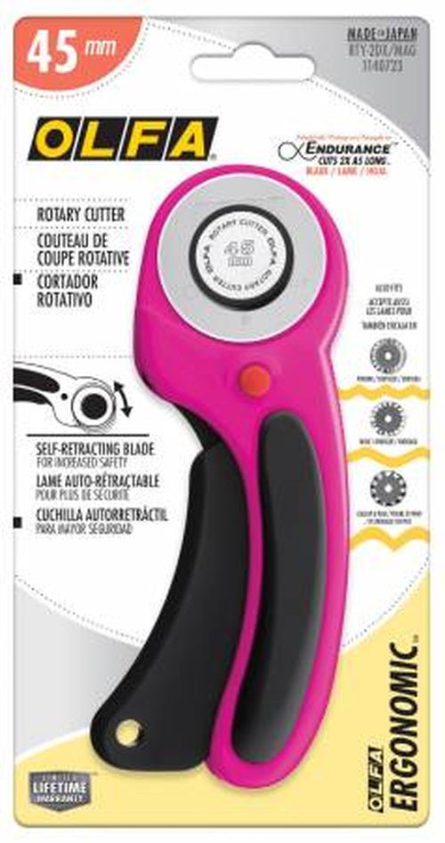 45mm Ergonomic Rotary Cutter Magenta - West Valley Quilting - Olfa