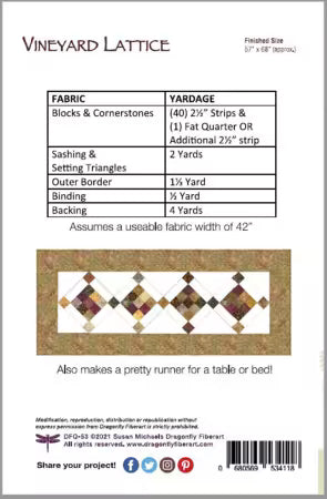 Vineyard Lattice - West Valley Quilting - Dragonfly Fiberart