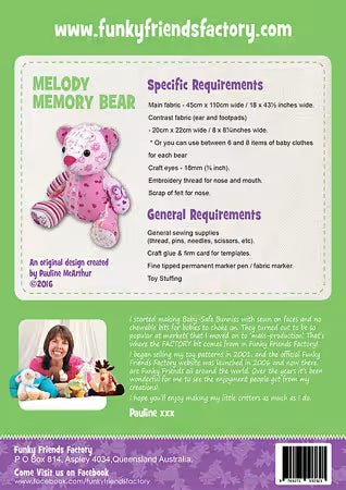 
                    
                      Melody Memory Bear - West Valley Quilting - Funky Friends Factory
                    
                  
