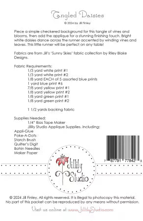Tangled Daisies Table Runner Pattern - West Valley Quilting - Jillily Studio