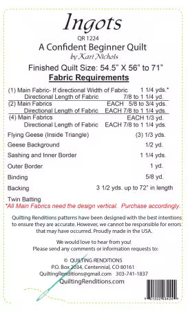 Ingots - West Valley Quilting - Quilting Renditions