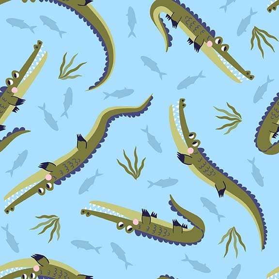 Aussie Oz - Born // 8090 - 11 Light Blue Crocodile - West Valley Quilting - Studio E
