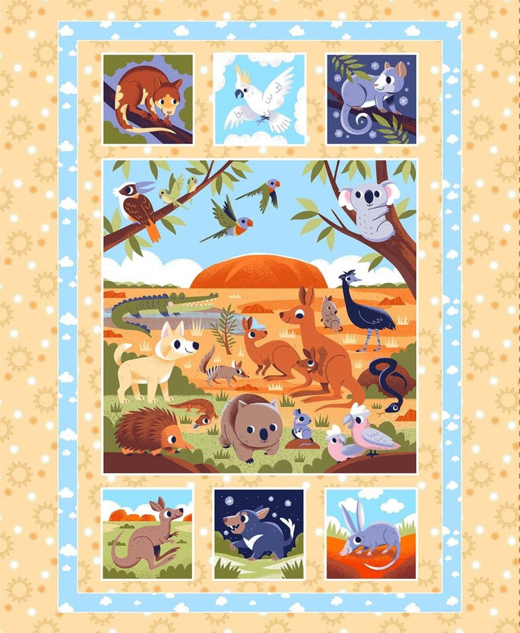 Aussie Oz - Born // 8096P - 44 Yellow Panel - West Valley Quilting - Studio E