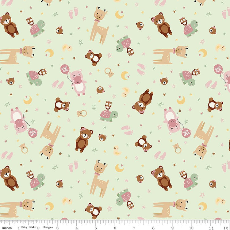 Baby Boy/Baby Girl // Baby Girl Animals Mint - West Valley Quilting - Riley Blake Designs