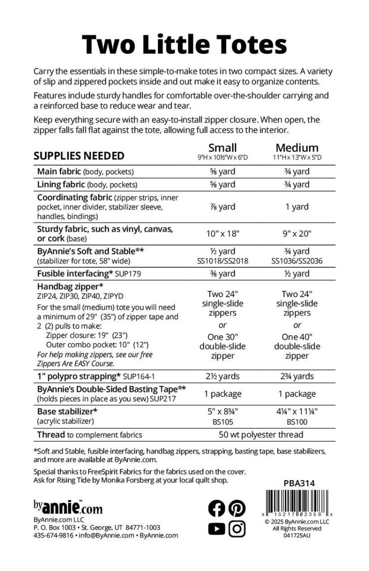 ByAnnie // Two Little Totes - West Valley Quilting - ByAnnie