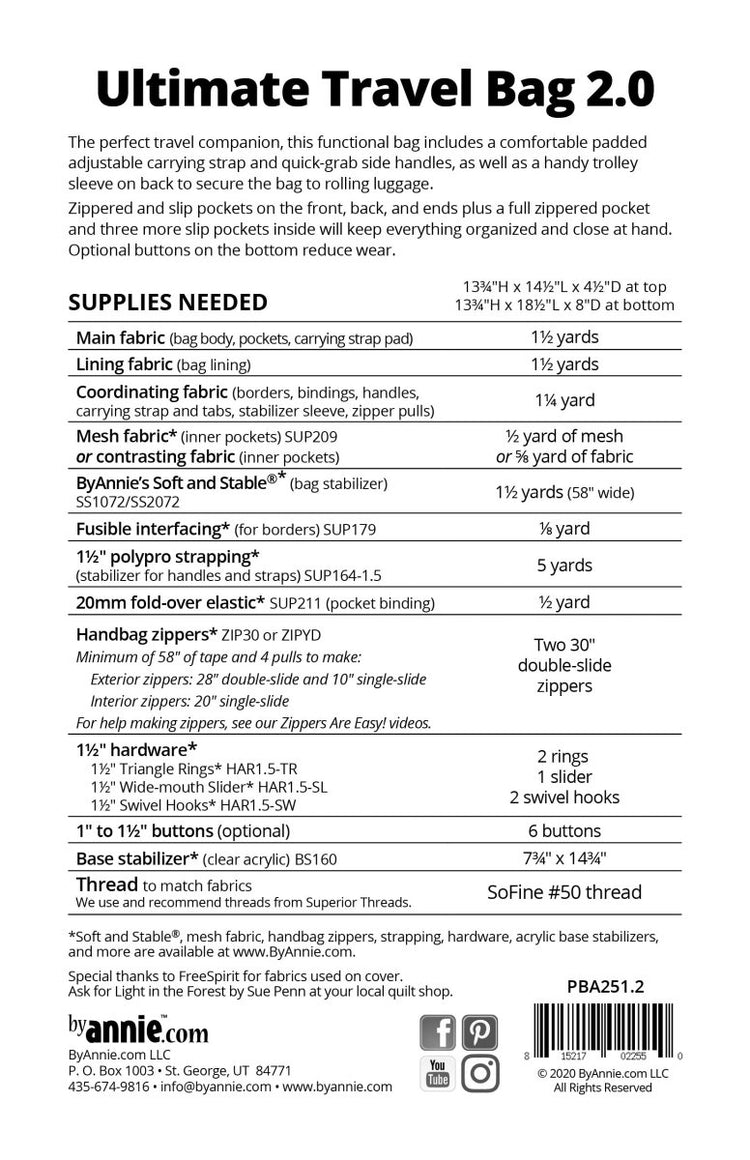 ByAnnie // Ultimate Travel Bag 2.0 - West Valley Quilting - ByAnnie