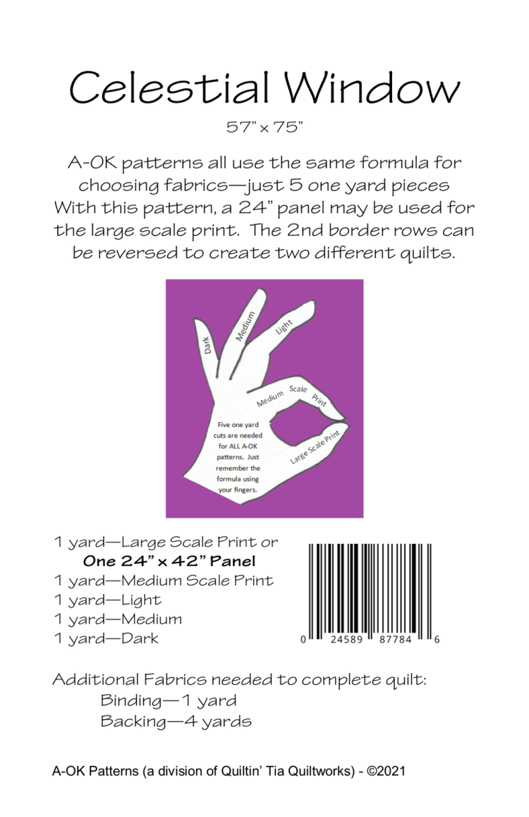 Celestial Window - A OK Quilt Pattern - West Valley Quilting - A - OK Patterns