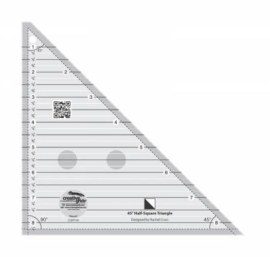 Creative Grids 45 Degree Half-Square Triangle 8-1/2in Quilt Ruler - West Valley Quilting - Creative Grids