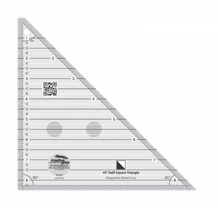 Creative Grids 45 Degree Half - Square Triangle 8 - 1/2in Quilt Ruler - West Valley Quilting - Creative Grids