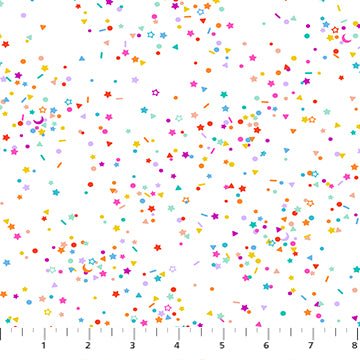 Dovetail // Shape Toss White Multi - West Valley Quilting - Figo