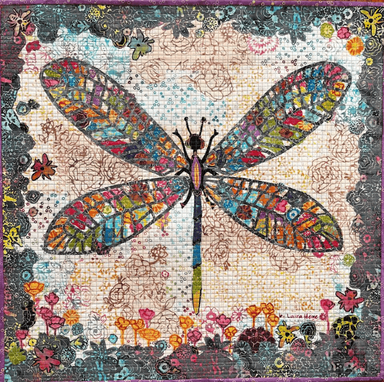Dragonfly Collage Quilt Pattern - West Valley Quilting - Fiberworks