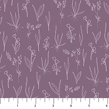 Flourish // Line Floral - Purple - West Valley Quilting - Figo