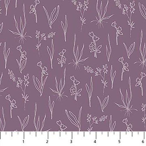 Flourish // Line Floral - Purple - West Valley Quilting - Figo