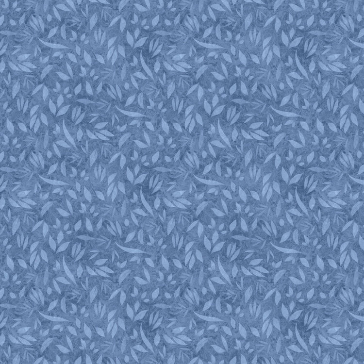 Foliage // Denim - West Valley Quilting - White Owl