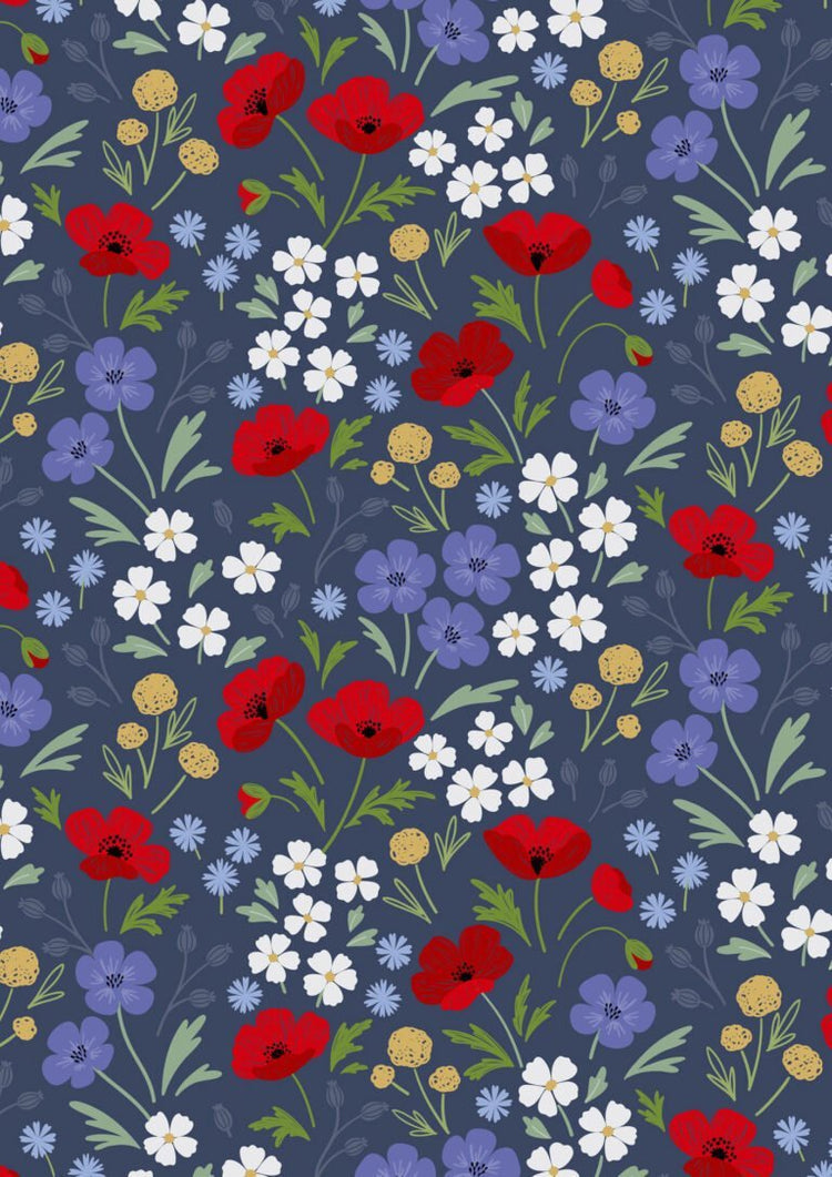 Forever Blooms // Wild Blooms - Prussian Blue End of Bolt - West Valley Quilting - Lewis & Irene