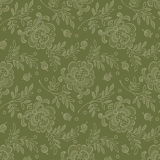 French Mill // Rose Toile - Green - West Valley Quilting - Andover