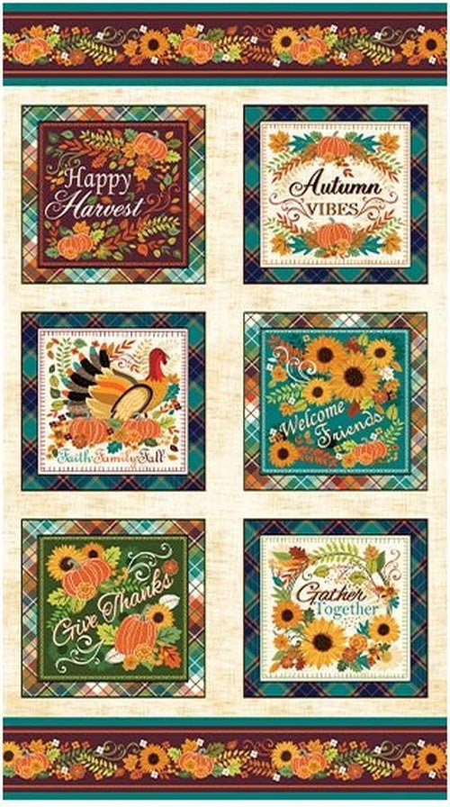 Gather Together // Panel Cream - West Valley Quilting - Benartex