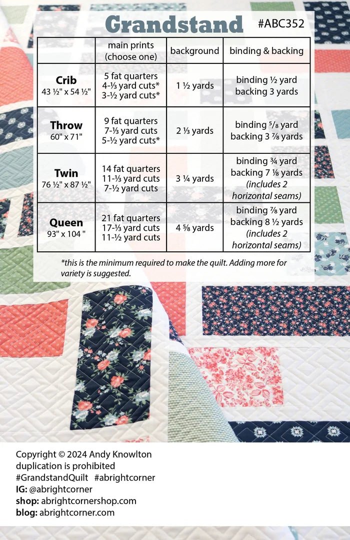 Grandstand Quilt Kit // Decorator Style - Throw - West Valley Quilting - West Valley Quilting