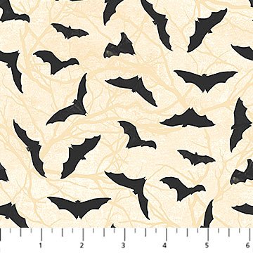 Hallow's Eve // Bats - Black on Cream - West Valley Quilting - Northcott