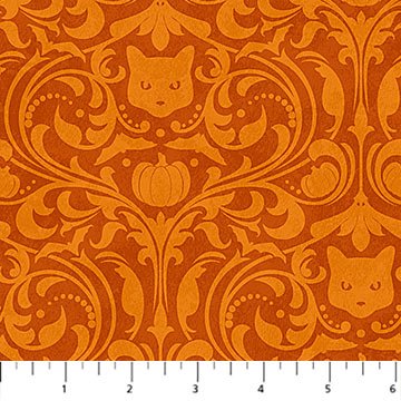 Hallow's Eve // Damask - Orange - West Valley Quilting - Northcott