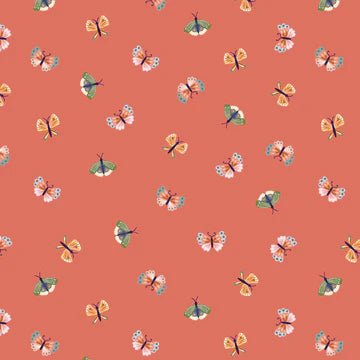 Hide & Seek// Butterflies Coral - West Valley Quilting - Poppie Cotton