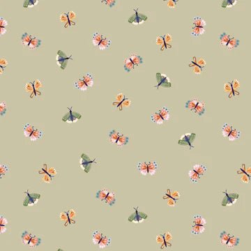 Hide & Seek// Butterflies Green - West Valley Quilting - Poppie Cotton