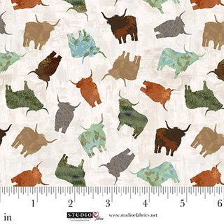 Highlander // 8618 - 63 Cow Silhouette Toss - West Valley Quilting - Studio E