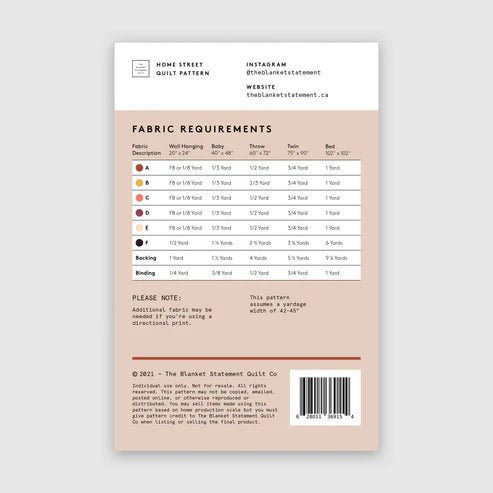 Home Street Paper Pattern - West Valley Quilting - The Blanket Statement