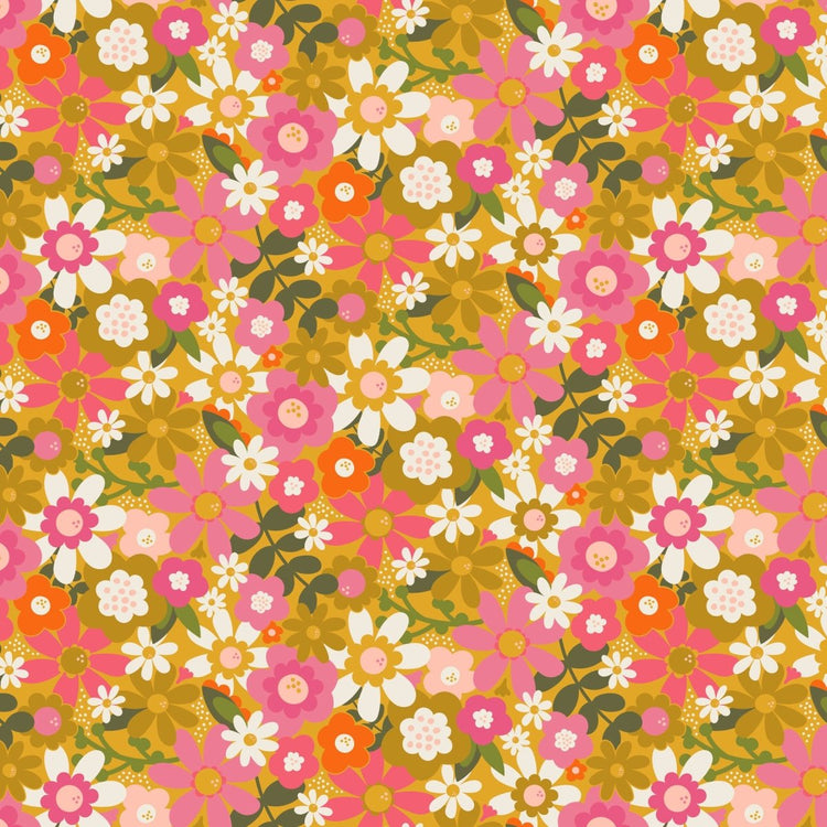 Joyful June // Canvas - Floral Ochre - West Valley Quilting - Figo
