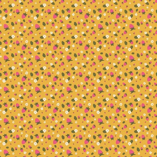 Joyful June // Strawberries Ochre - West Valley Quilting - Figo