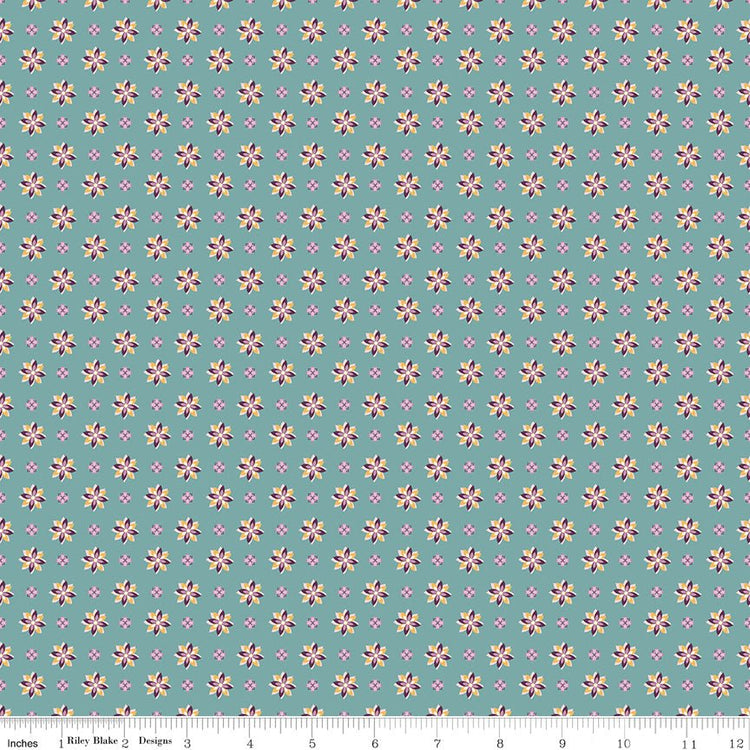 Juju's Petals // Calico Teal - West Valley Quilting - Riley Blake Designs