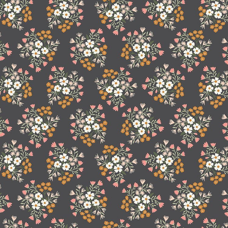 Let It Bloom // Bouquets Charcoal End of Bolt - West Valley Quilting - Riley Blake Designs