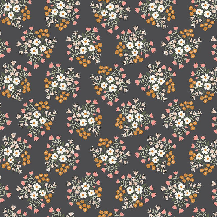 Let It Bloom // Bouquets Charcoal - West Valley Quilting - Riley Blake Designs