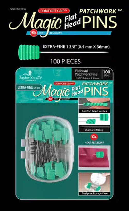 Magic Flat Head Pins Extra-Fine // Patchwork 1 3/8" - West Valley Quilting - Taylor Seville Originals