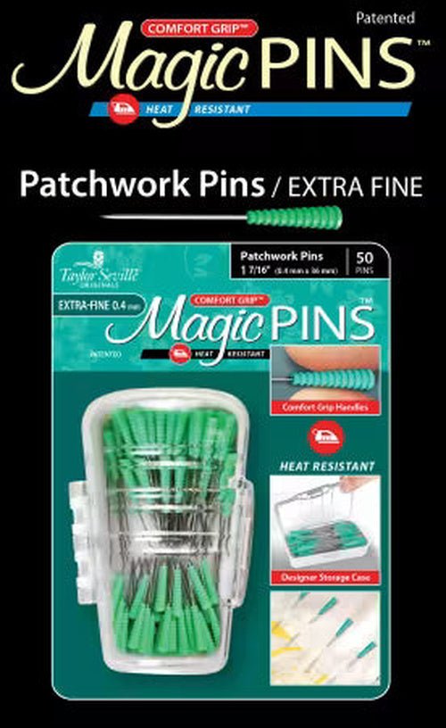 Magic Pins Comfort Grip Extra-Fine // Patchwork Pins (50 Count) - West Valley Quilting - Taylor Seville Originals