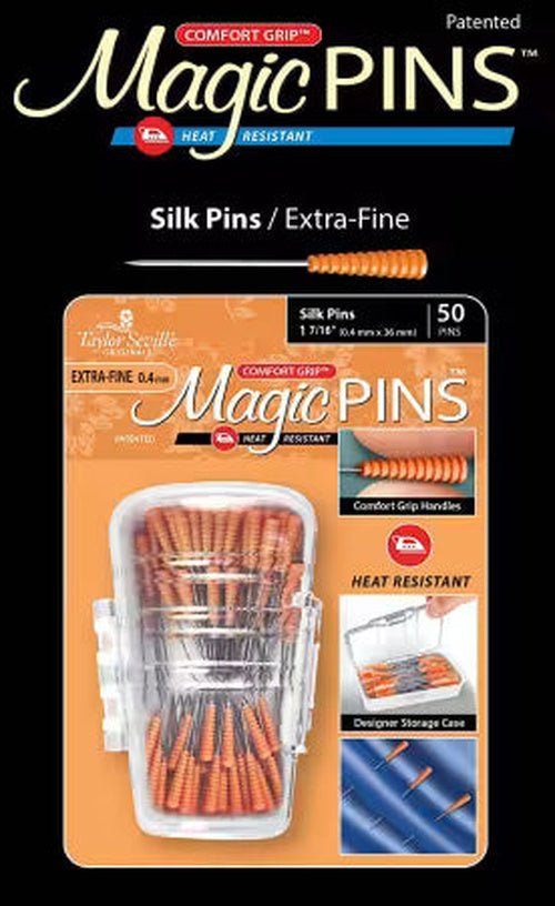 Magic Pins Comfort Grip Extra-Fine // Silk Pins (50 count) - West Valley Quilting - Taylor Seville Originals