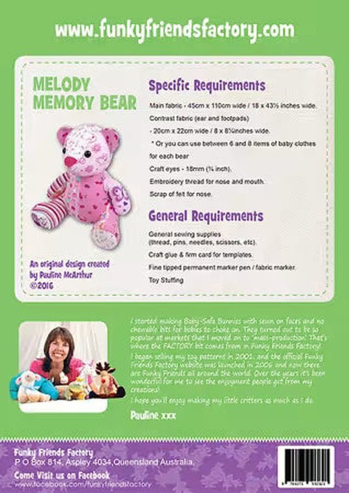 Melody Memory Bear - West Valley Quilting - Funky Friends Factory