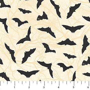 Midnight Magic // Lots of Bats on Oatmeal End of Bolt - West Valley Quilting - Banyan