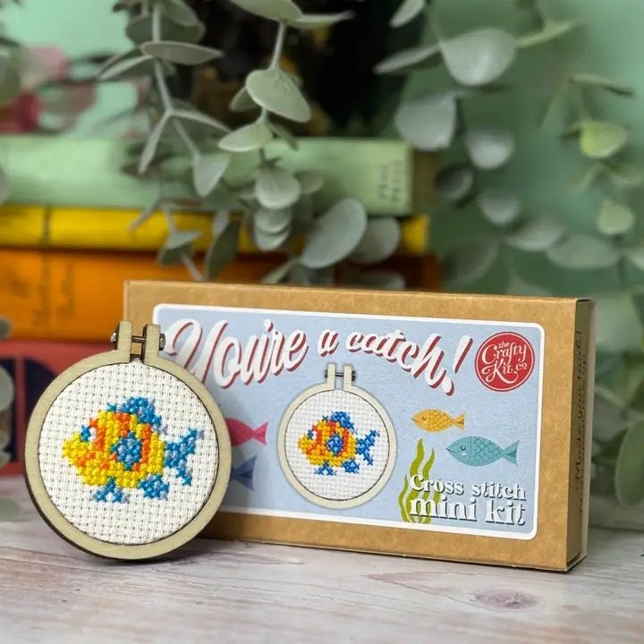 Mini Matchbox Cross Stitch Kit // You're A Catch - West Valley Quilting - The Crafty Kit Company