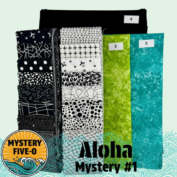 Mystery Five - 0 Aloha Kit // Black & White Colorburst - West Valley Quilting - West Valley Quilting