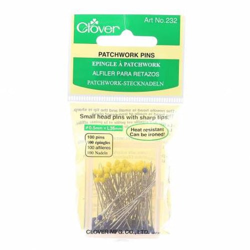 Patchwork Glasshead Pin Size 23 - 1 7/16in 100ct - West Valley Quilting - Clover Needlecraft