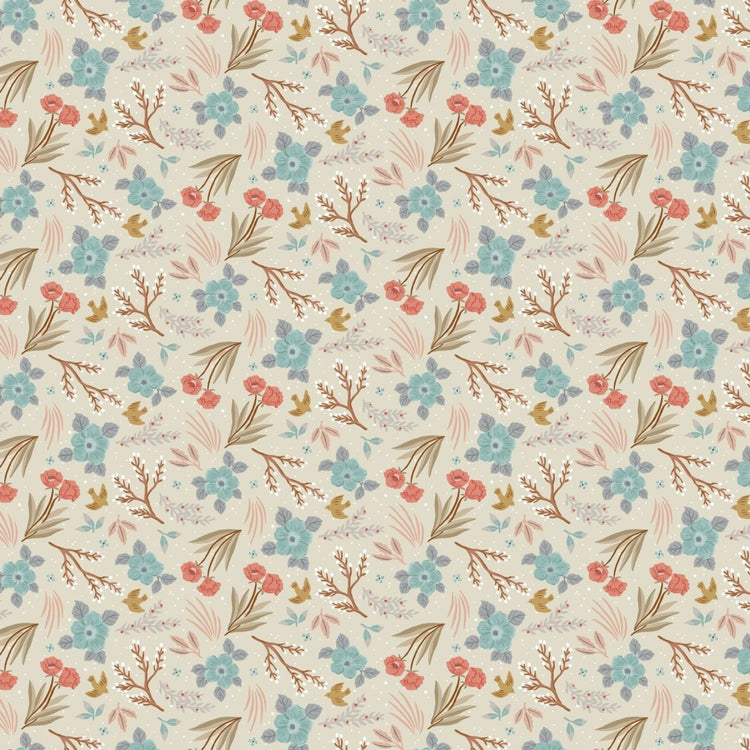 Paws & Play // 91050-12 Large Floral Cream End of Bolt - West Valley Quilting - Figo