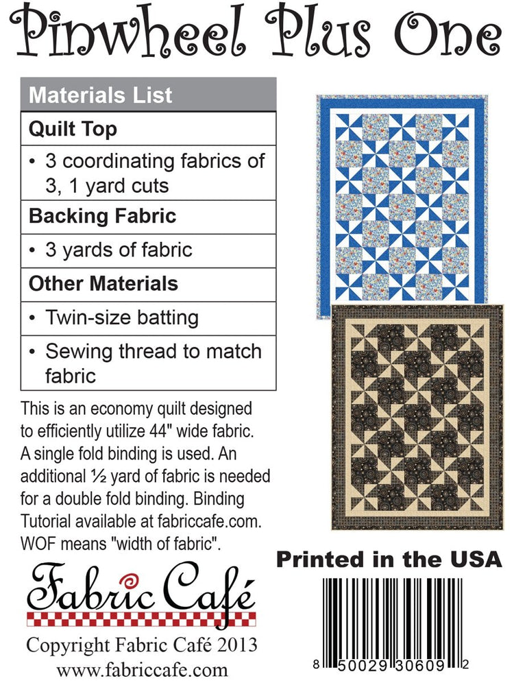 Pinwheel Plus One - West Valley Quilting - Fabric Cafe