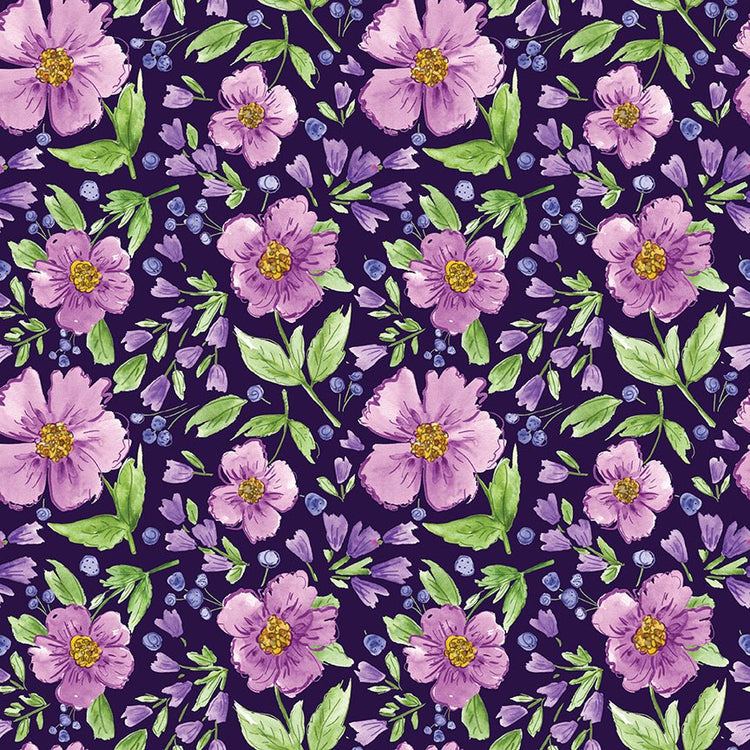 Plum Petals // Main Purple - West Valley Quilting - Riley Blake Designs