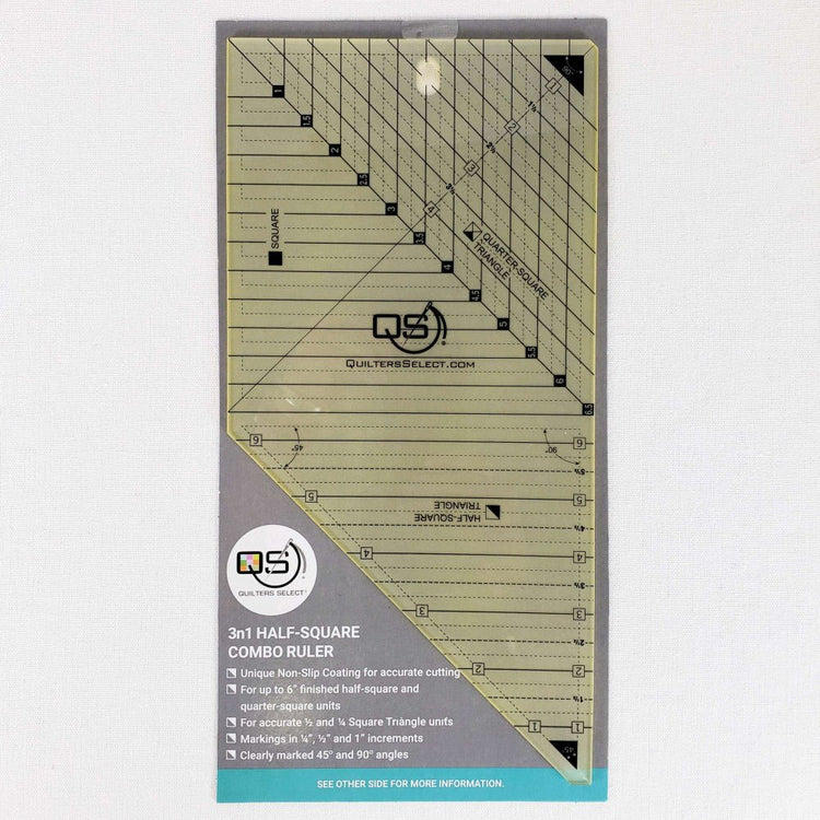 Quilters Select 3 - N - 1 Square and Triangle Combo Non - Slip Ruler - West Valley Quilting - Quilters Select
