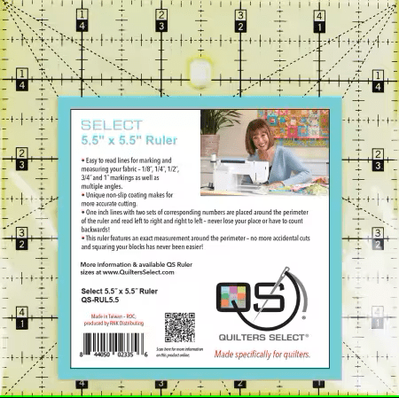 Quilters Select Non - Slip Quilting Ruler 5 - 1/2in x 5 - 1/2in - West Valley Quilting - Quilters Select