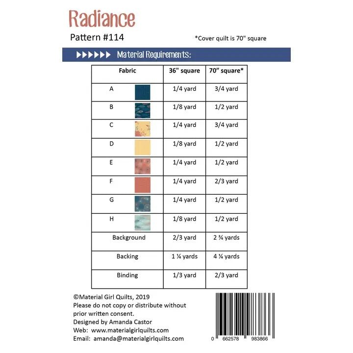 Radiance - West Valley Quilting - Material Girl Quilts