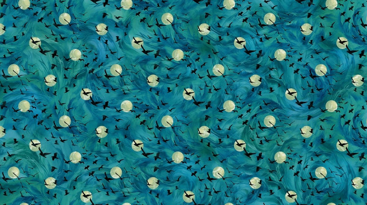Raven's Call // Flying Ravens teal - West Valley Quilting - Northcott