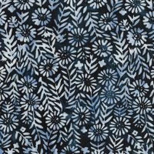 Red, White and Blooms // Flower Field-Blue Navy Batik - West Valley Quilting - Island Batiks
